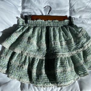 aerie green floral skirt